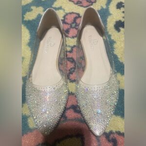 Women's Sparkling Crystal Flats - Cream